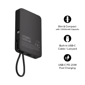 Momax 1-Power X Power Bank 10000mAh With Built-in USB-C Cable