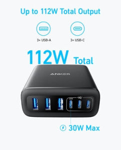Anker 112W 6 Ports Multi-Device GaN Charger
