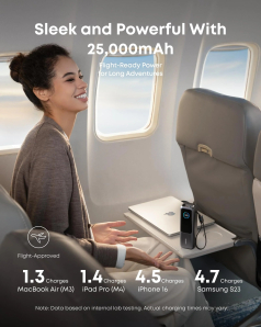 Anker Laptop Power Bank 25K, 165W, Built-In and Retractable Cables