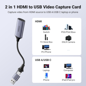 Ugreen combo usb A and type c Video Capture Card Single HDMI Input