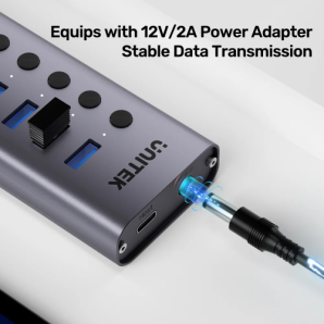 Unitek USB-C Hub 7xUSB-A Power Switch