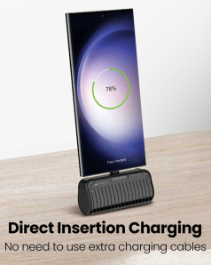 Moxedo Capsule 5000 mAh Mini Power Bank 20W Charger Built-in USB-C Connector with Kickstand (Black)