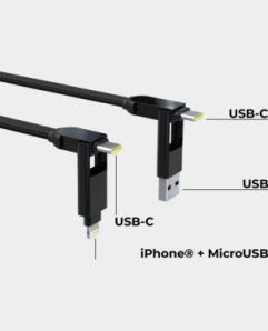 Rolling Square inCharge XL 6 in 1 Cable 100W 10ft/2m  Urban Black