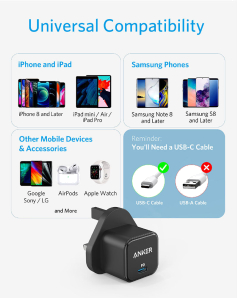 Anker PowerPort III 20W Cube USB-C Charger  Black