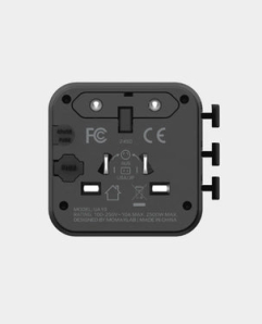 Momax 1-World Universal Travel Charger with Dual AC Outlets | With built-in JP/US, CN, TW, UK, EU, AU sockets | UA19D - Black