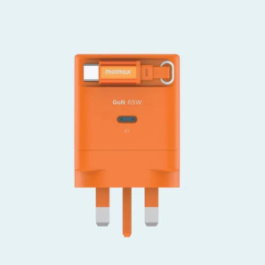 Momax 1-Charge GaN Travel Charger | 65W | GaN Technology | Built-In USB-C Cable | UM76UKM - Orange