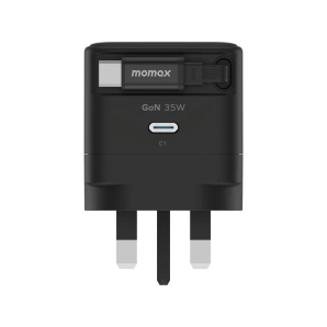 Momax 1-Charge+ 1-Port GaN Charger With Built-In USB-C Cable 35W