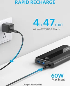 Anker Power Core III 19000mAh 60W Portable Laptop Charger with PD A1284H11  Black