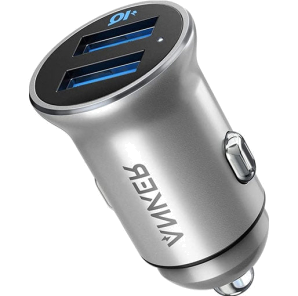 Anker PowerDrive 2 Alloy Metal Mini 24W 4.8A Car Charger  Silver