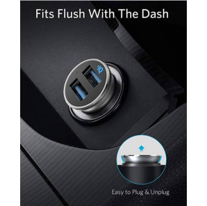 Anker PowerDrive 2 Alloy Metal Mini 24W 4.8A Car Charger  Silver