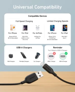 Anker Powerline III USB-A to Lightning Cable 3ft A8812h11  Black