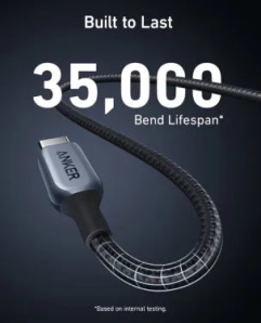 Anker 765 USB-C to USB-C Nylon Cable 140W (6ft) A8866HA1  Gray