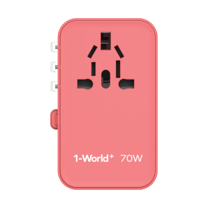 Momax 1-World+ 3-Port Travel GaN Charger With Built-in USB-C Cable 70W