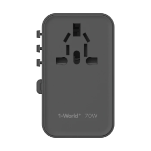 Momax 1-World+ 3-Port Travel GaN Charger With Built-in USB-C Cable 70W