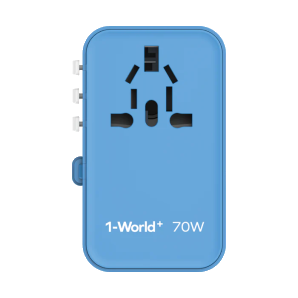 MOMAX 1-World+ 3-Port Travel GaN Charger With Built-in USB-C Cable 70W