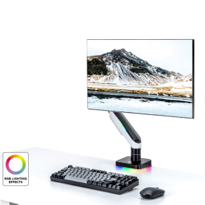 Epic Gamers Elite Single Gas Spring RGB Monitor Arm - Grey